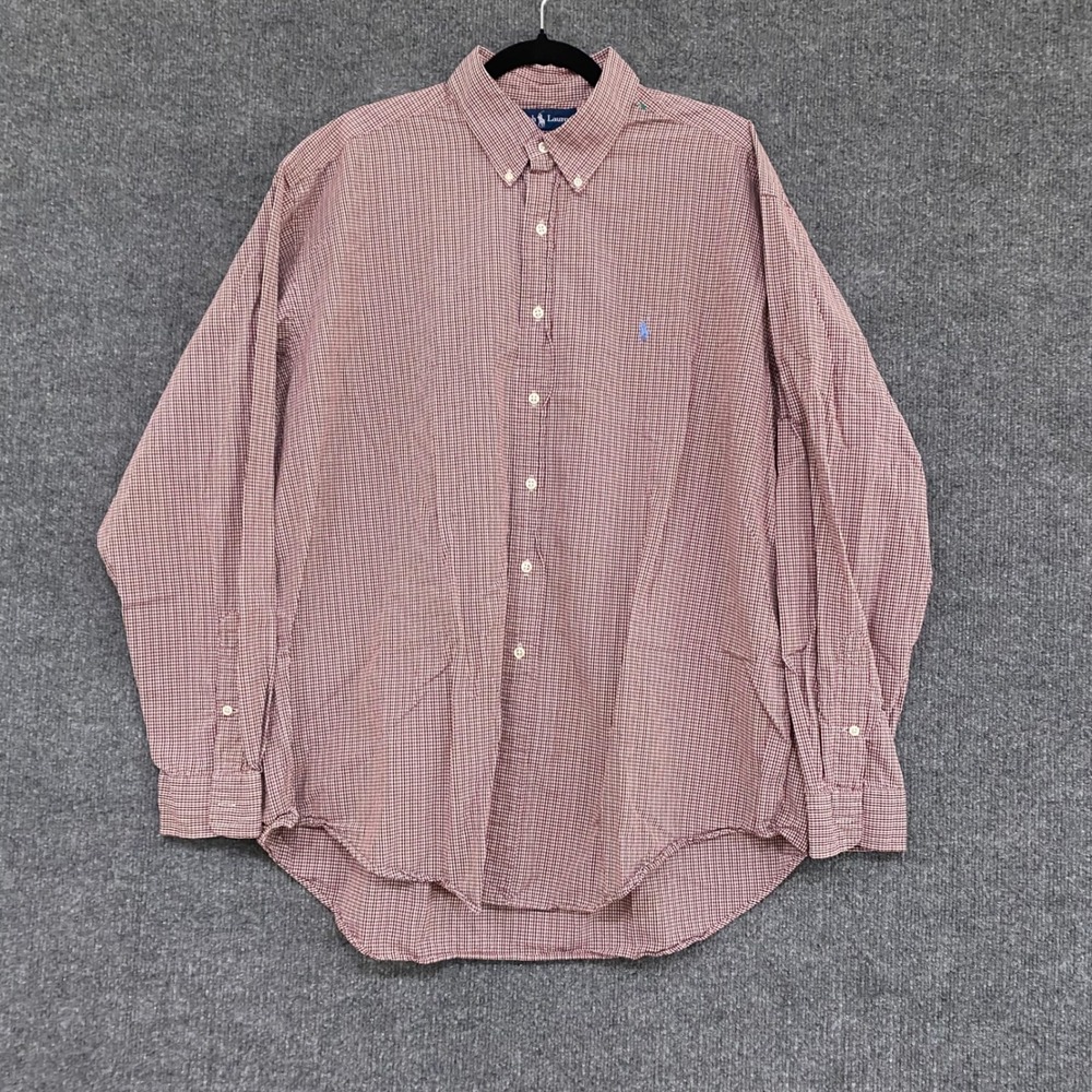 Ralph Lauren Blake Shirt Mens XL Red Blue Gingham Check Button Down Cotton 1354